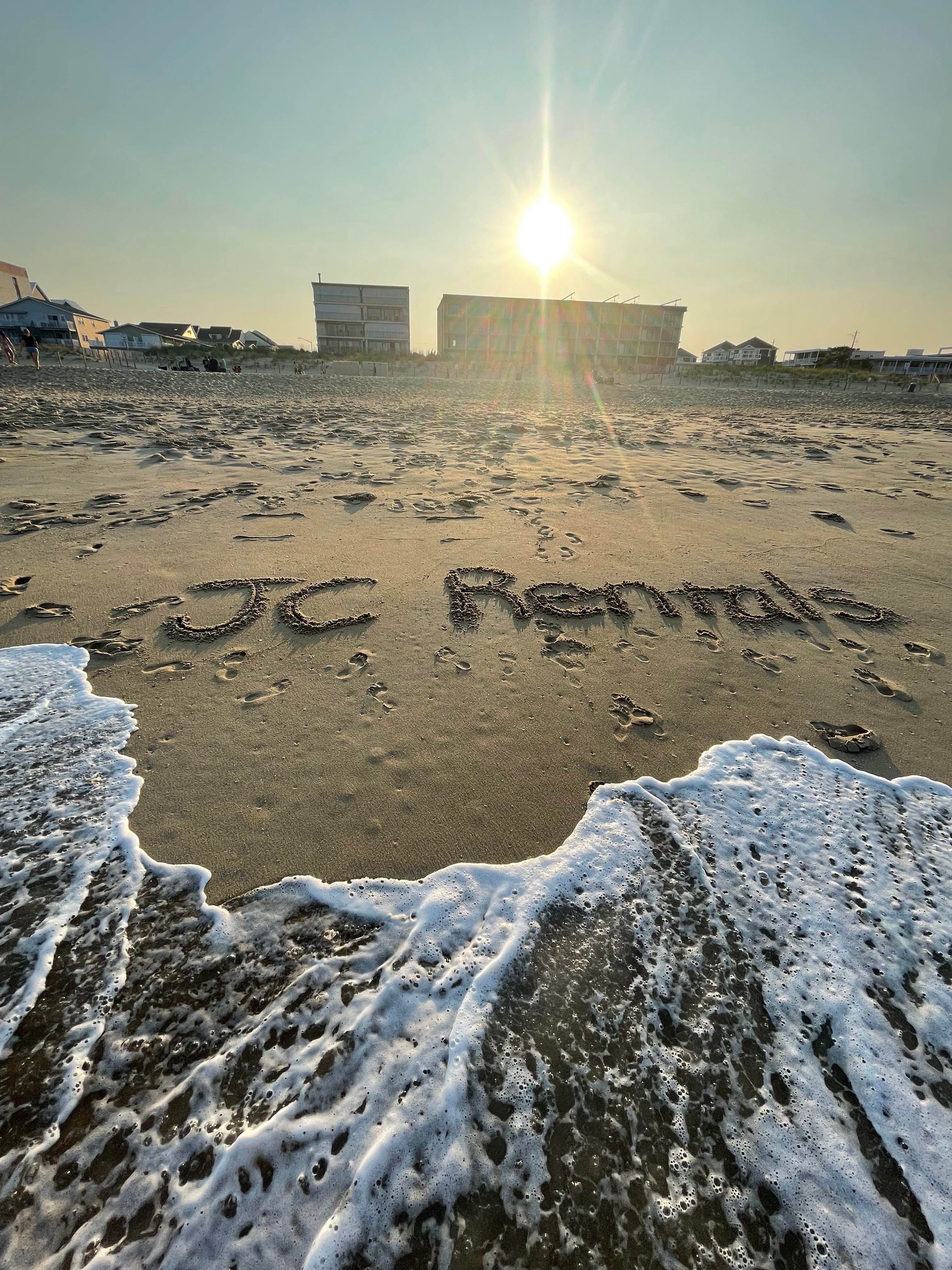 JC Rentals Name in Sand on Ocean City, Maryland beach