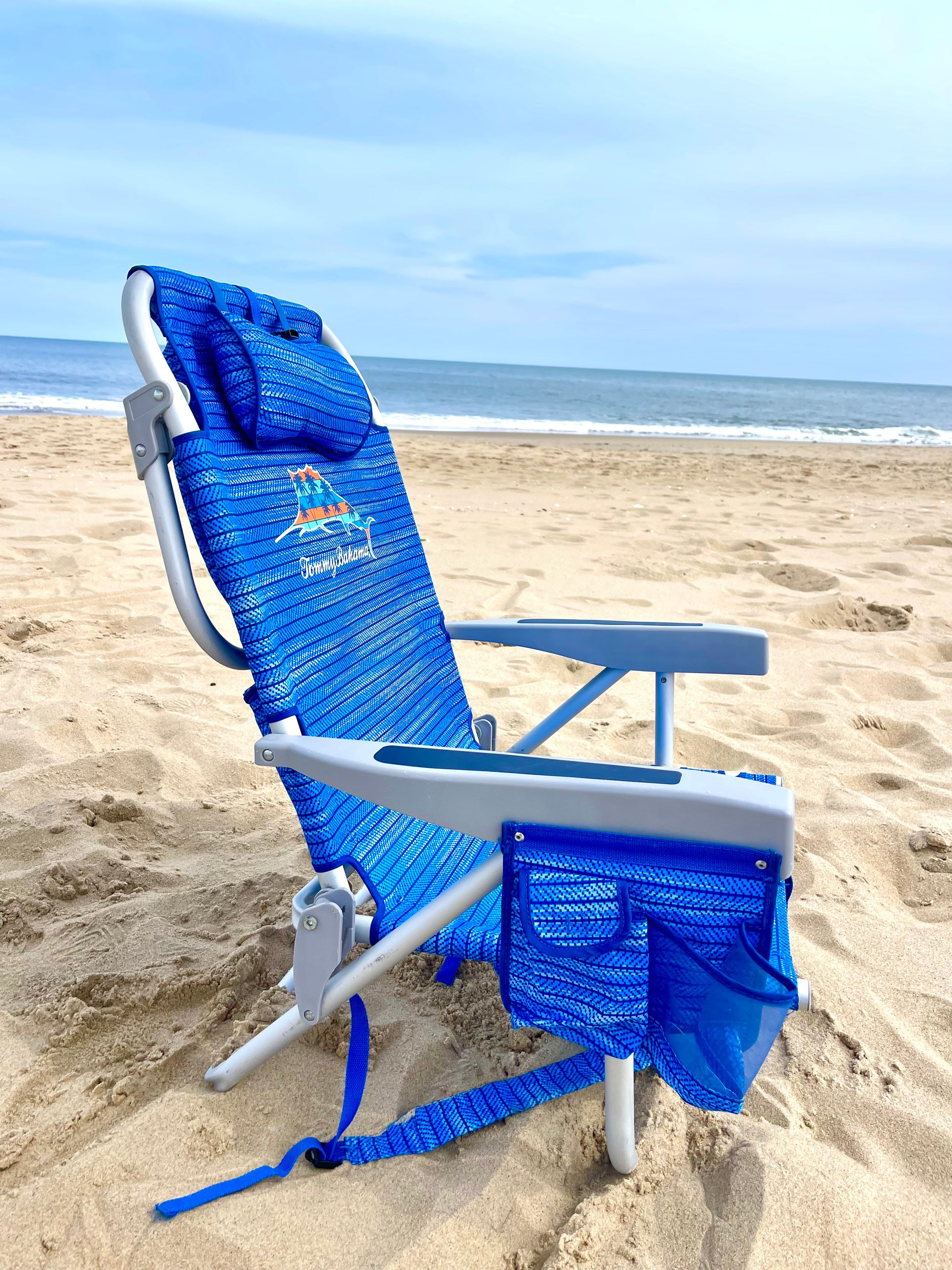 tommy bahama blue monstera deluxe backpack beach chair Tommy Bahama Backpack Beach Chair – JC Rentals